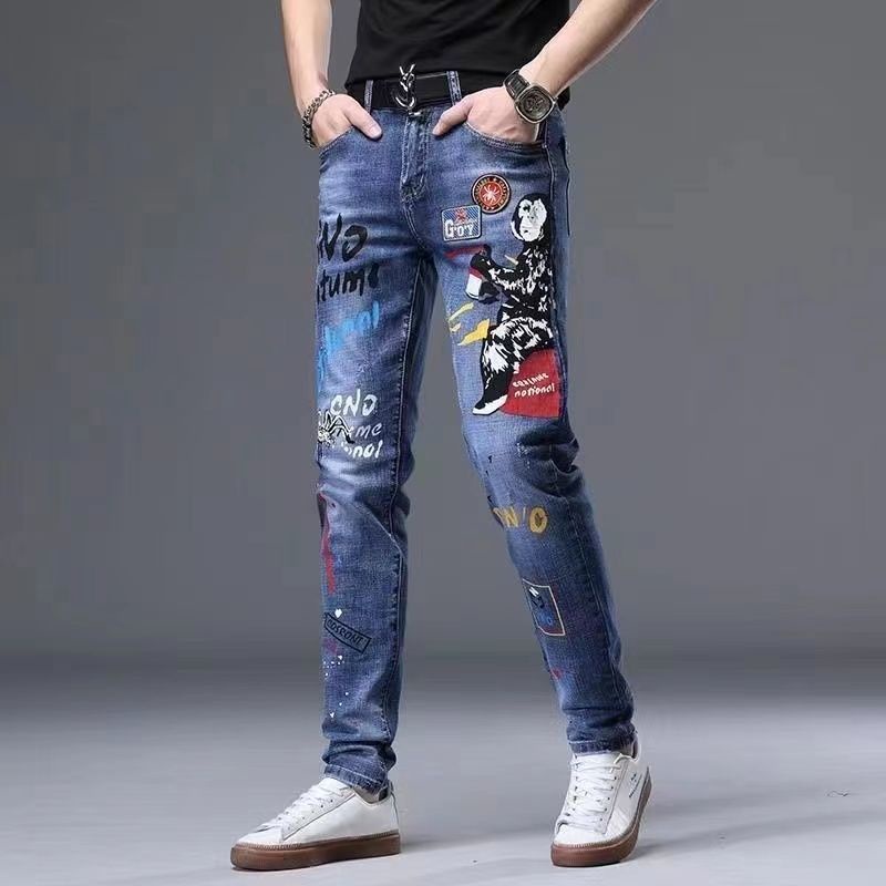 Quần Jeans Thêu Họa Tiết Thời Trang Xu Hướng Hàn Quốc Cho Nam
