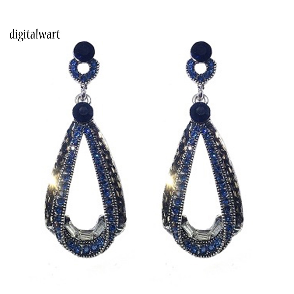 Kỹ Thuật Số| Khuyên Tai Giọt Nước Đính Đá Xanh Lam Hình Giọt Nước Phong Cách Vintage