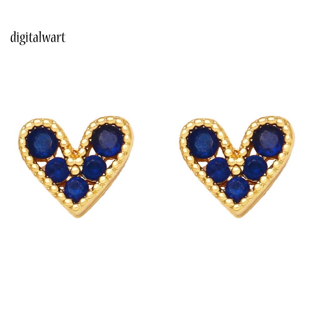 Kỹ Thuật Số| 1 Đôi Bông Tai Hình Trái Tim Đính Đá Zircon Lấp Lánh Lâu Trôi