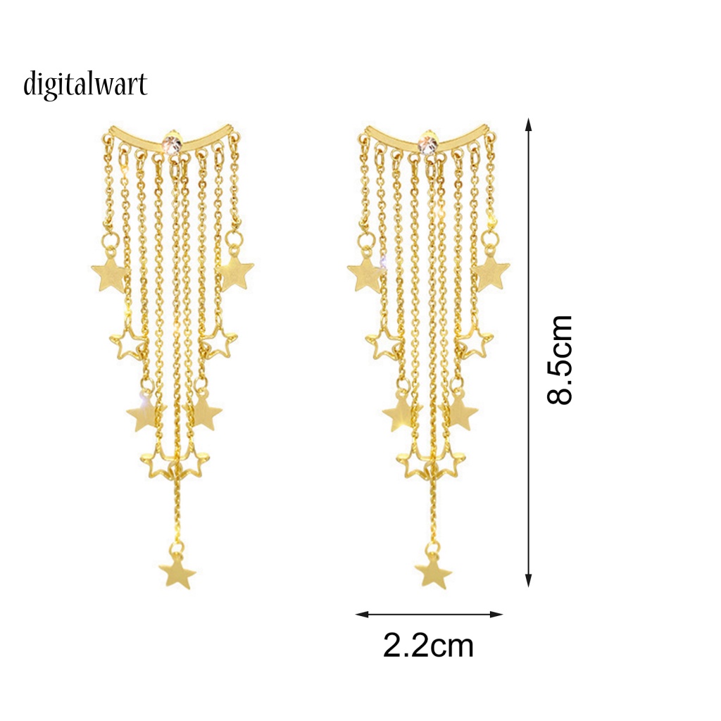 Kỹ Thuật Số| 1 Đôi Bông Tai Hình Ngôi Sao Năm Cánh Dát Đá Thời Trang Hàng Ngày