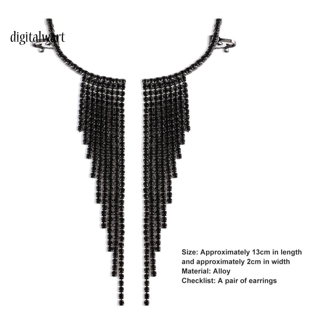 Kỹ Thuật Số| 1 Đôi Bông Tai Tua Rua Dáng Dài Đính Đá Thời Trang Dự Tiệc