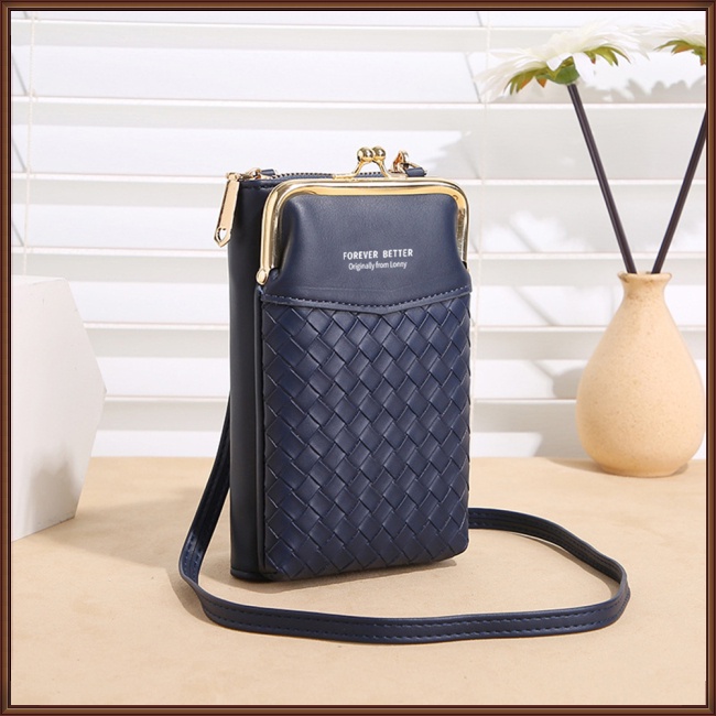 Túi Đeo Chéo Đựng Điện Thoại Màu Trơn Cỡ Lớn Thời Trang Cho Nữ Ví
