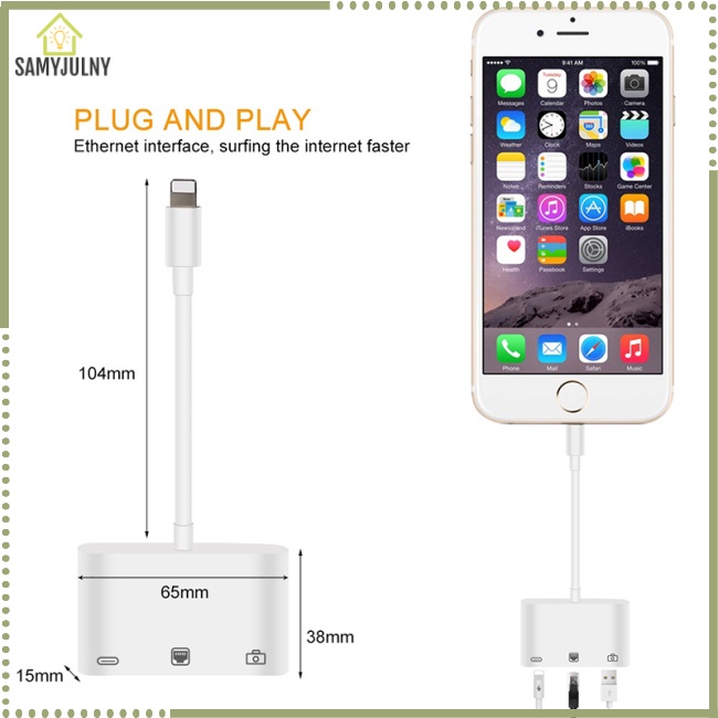 Bộ Chuyển Đổi Thẻ Mạng 3 Trong 1 Rj45 Chuyên Dụng Cho Iphone