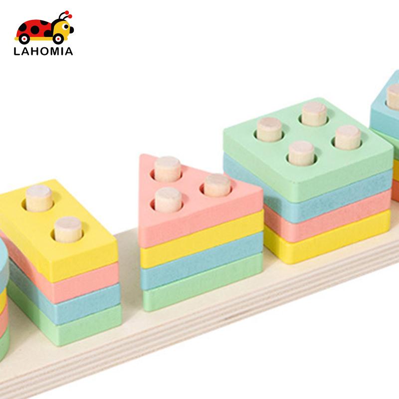 LAHOMIA Set đồ chơi xếp chồng phân chia bằng gỗ nhiều màu sắc đáng yêu dành cho trẻ em