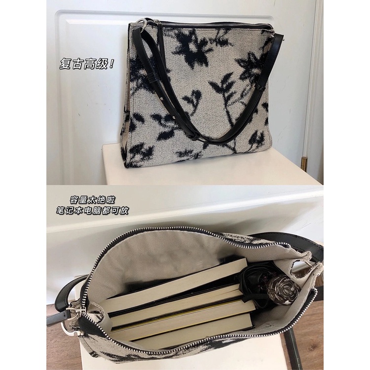 Túi Xách Đeo Vai Vải Jacquard Cỡ Lớn Thời Trang Nữ Sành Điệu