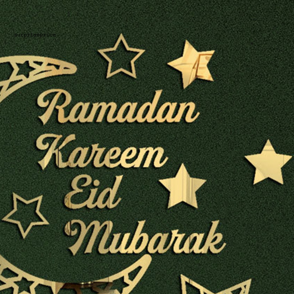 1 Bộ Sticker Dán Tường Bằng Acrylic Tráng Gương Hình Mặt Trăng Trang Trí Nhà Cửa