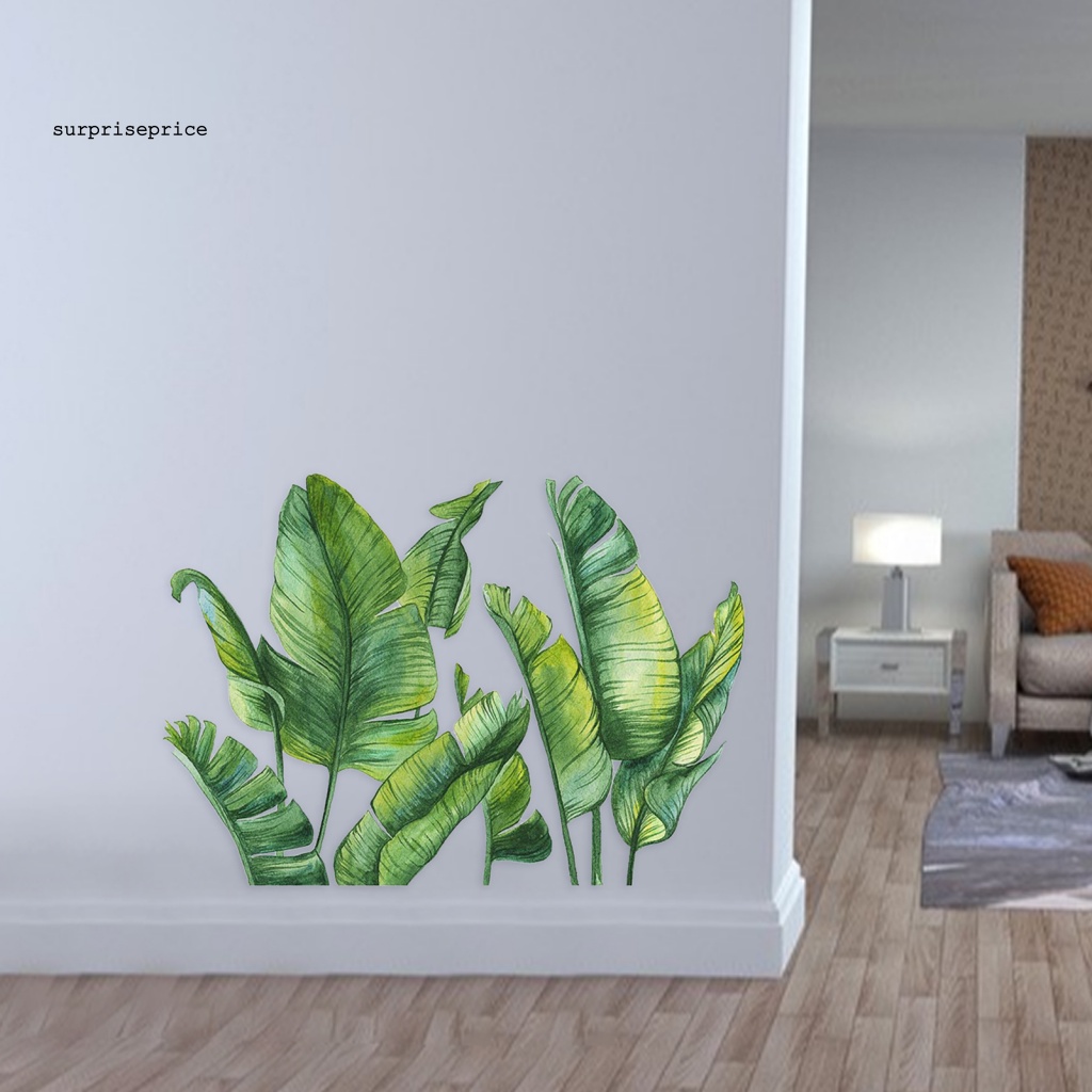 Set 2 Miếng Dán Tường Trang Trí Bằng PVC Chống Nước Không Cặp Nhăn Hình Lá Cây