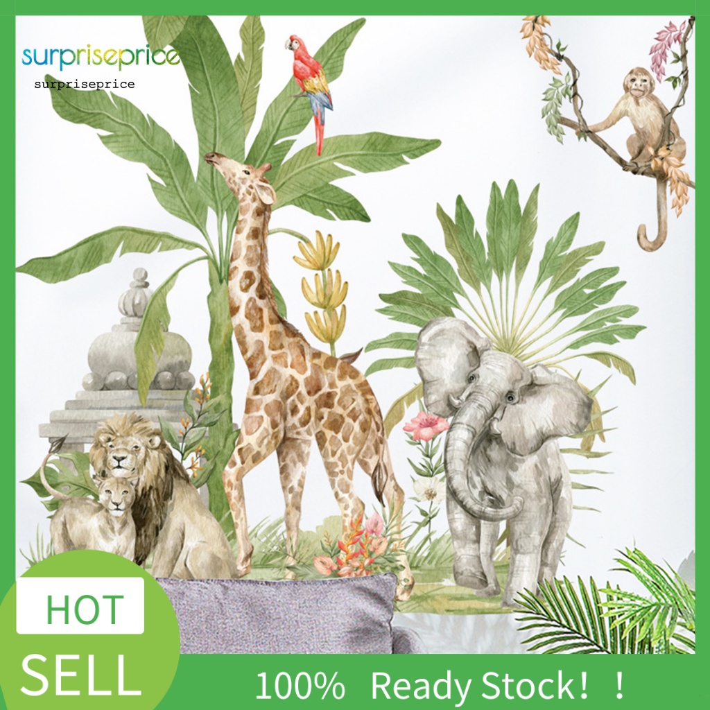 Bộ 2 Miếng Dán Tường Tự Dính Có Thể Tháo Rời Họa Tiết Mưa Nhiệt Đới Nhiều Màu Sắc Trang Trí Nhà Cửa