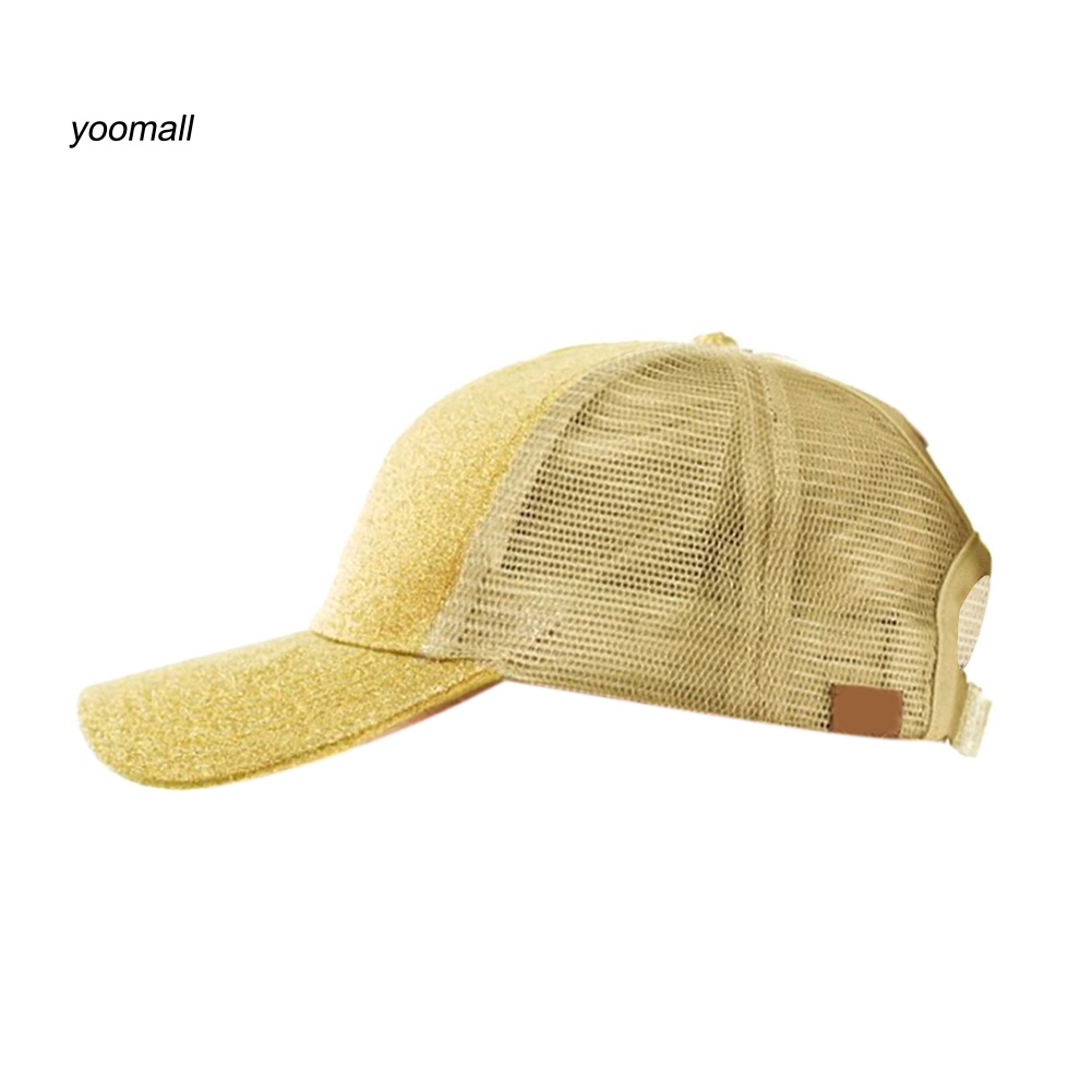 Mũ Lưỡi Trai Chất Liệu Cotton Phối Lưới Đính Kim Tuyến Lấp Lánh Thời Trang Cho Nữ