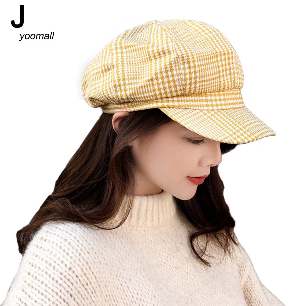 Mũ Beret Kẻ Sọc Vuông Phong Cách Vintage Cho Nam Và Nữ