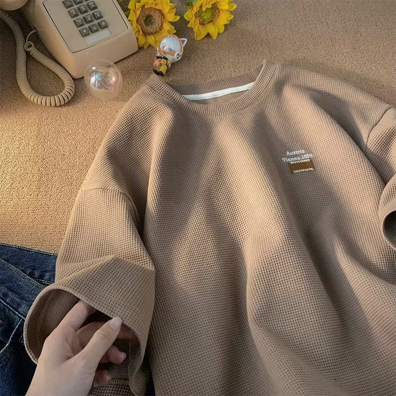 Áo Thun Tay Ngắn Cổ Tròn Màu Trơn Thời Trang Mùa Hè 2023 Cho Nam