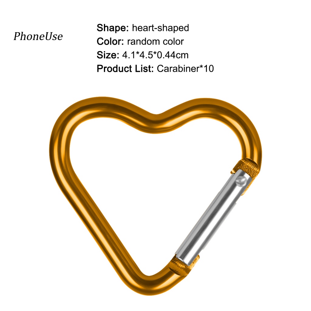 Pu Bộ 10 Móc Khóa Hợp Kim Nhôm Hình Trái Tim