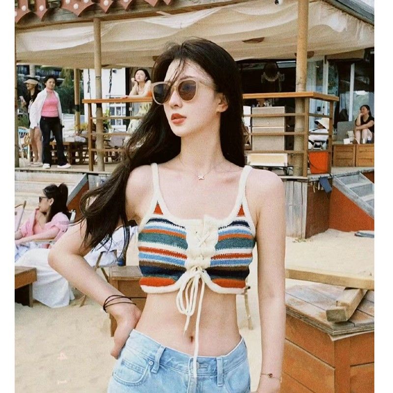 Áo Hai Dây Màu Sắc Cầu Vồng Ngọt Ngào Thời Trang Mùa Hè Cho Nữ