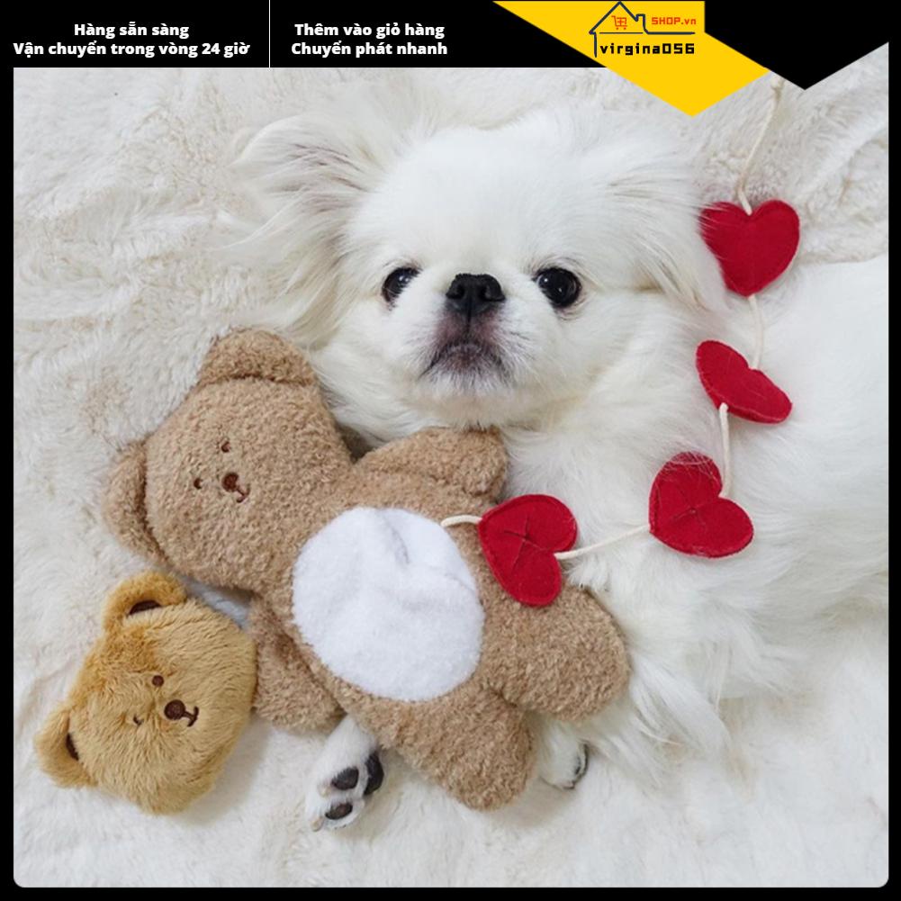 Virgina056 Đồ chơi nhồi bông cho chó Hình gấu dễ thương Thiết kế kêu cót két Chống cắn Chó mềm cưng