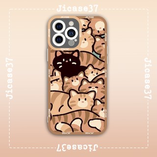 Ốp lưng iphone cạnh vuông Jicase Mèo Mướp x Mèo Đen Aesthetic Cute Kitty Kitten