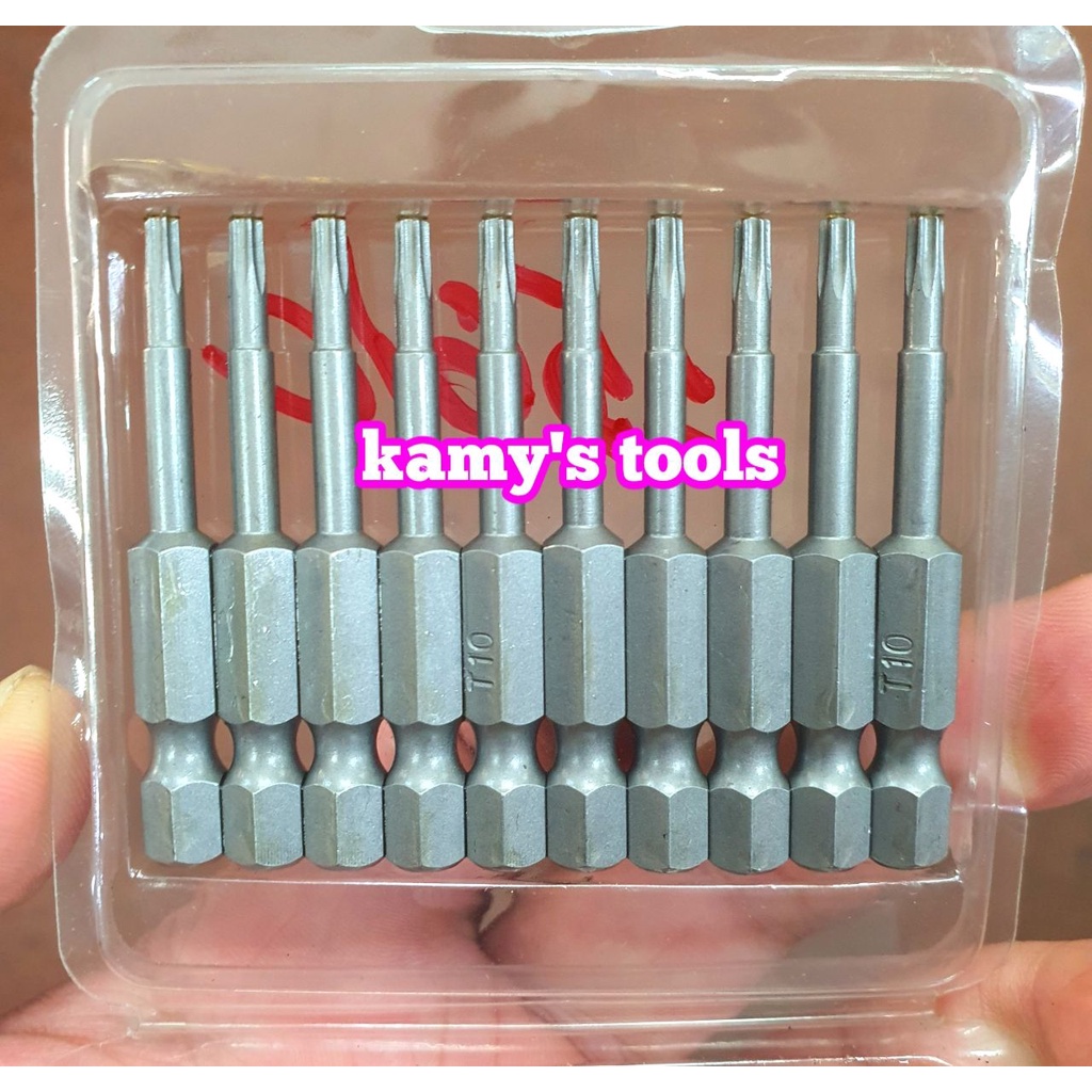 Mũi vít bông sao hoa thị đuôi lục giác 1/4 inch dài 50mm thép S2 T10 T15 T20 T25 T27 T30 T40