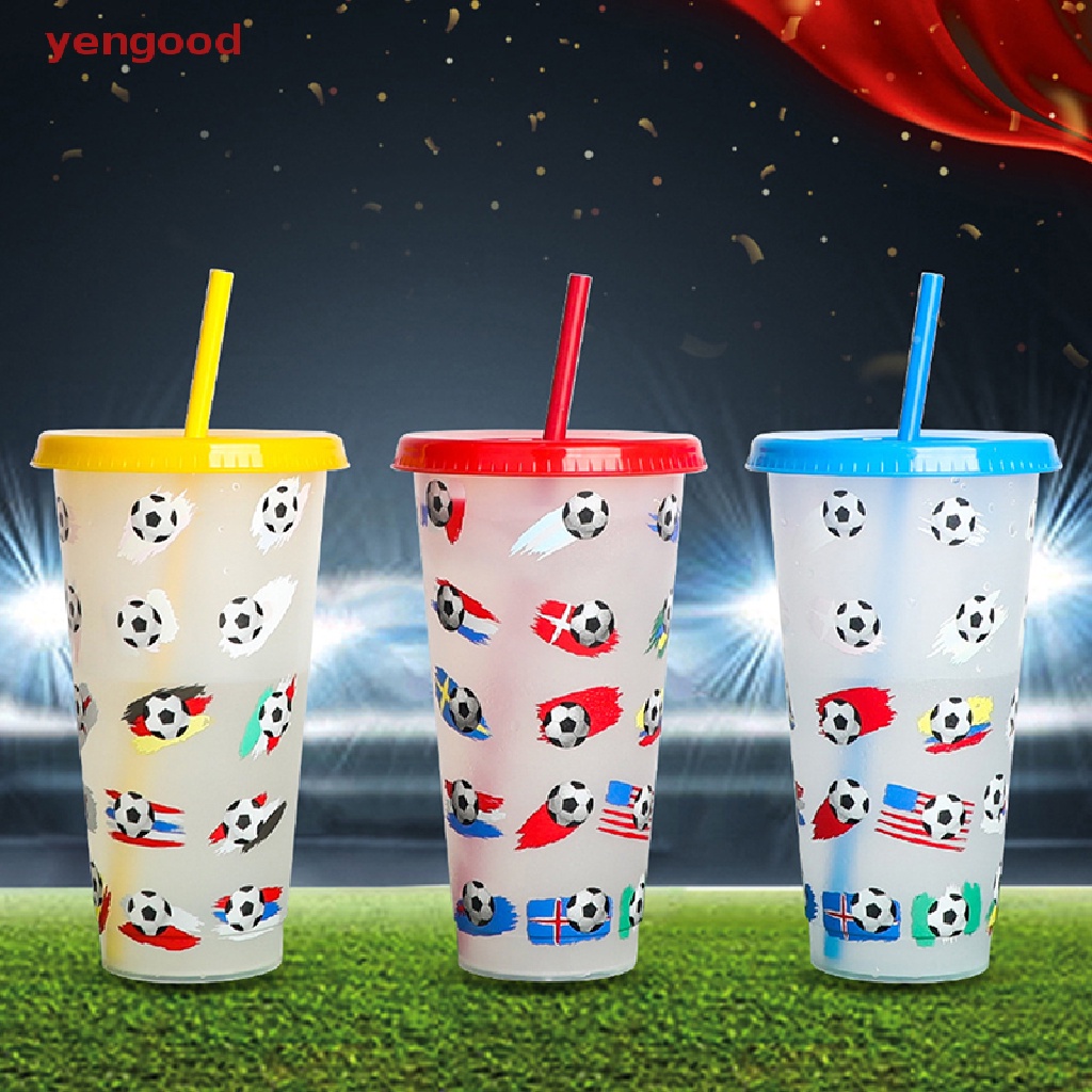 Cốc Uống Cà Phê 710ml Kèm Ống Hút Thay Đổi Màu Sắc Sáng Tạo