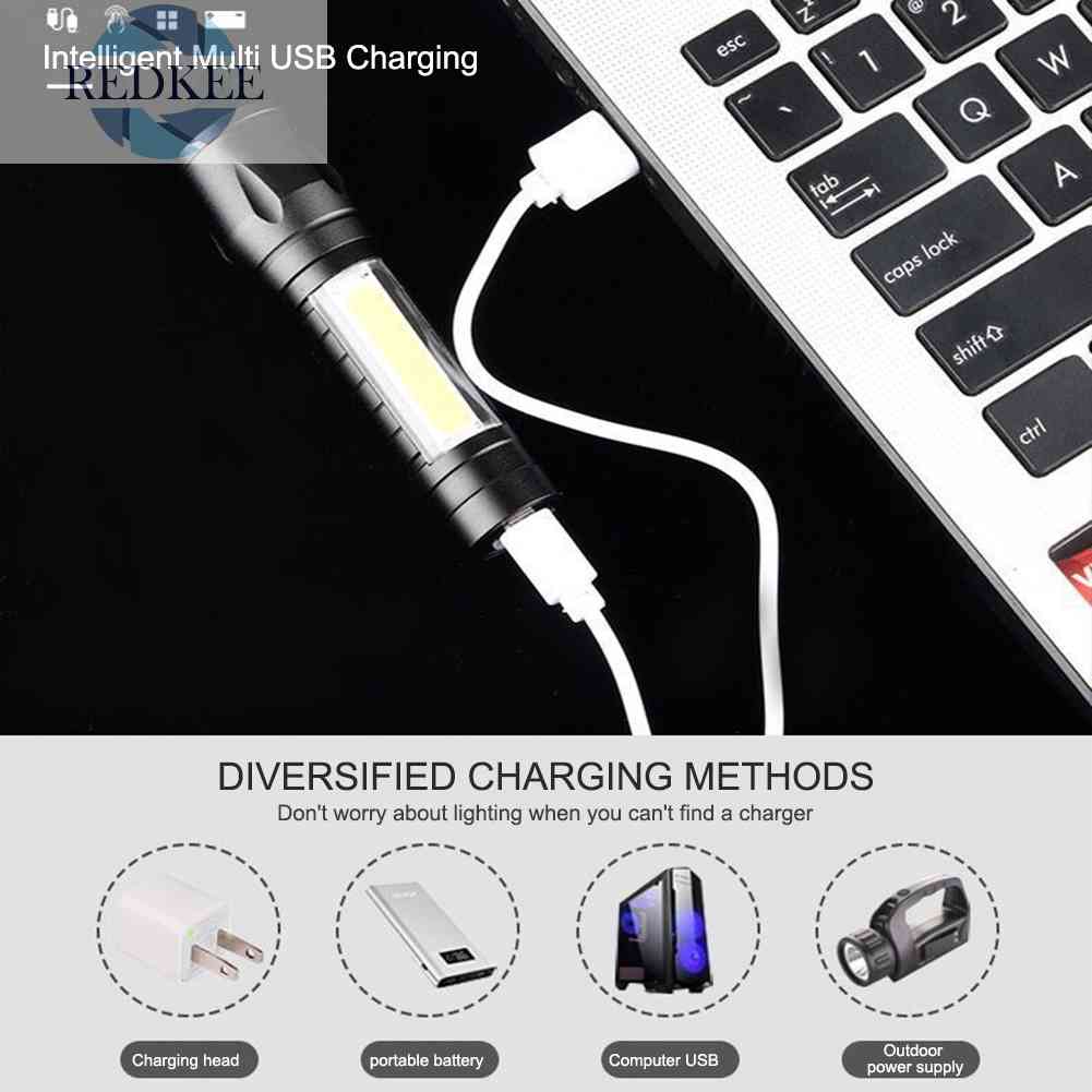 Đèn Pin LED Mini Chống Thấm Nước Sạc USB Tiện Lợi