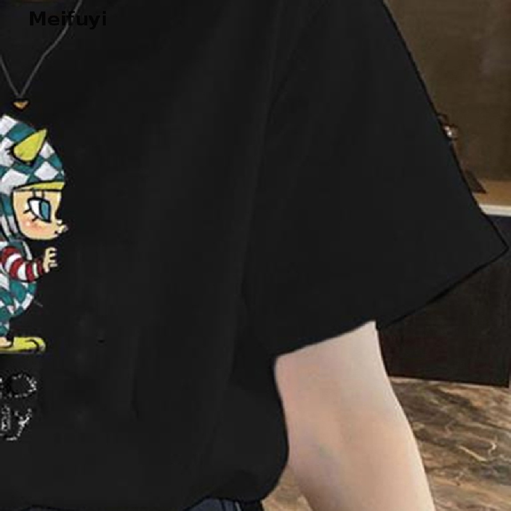 Áo Thun Tay Ngắn Dáng Rộng In Họa Tiết Hoạt Hình Đơn Giản Thời Trang Đường Phố Cho Nữ