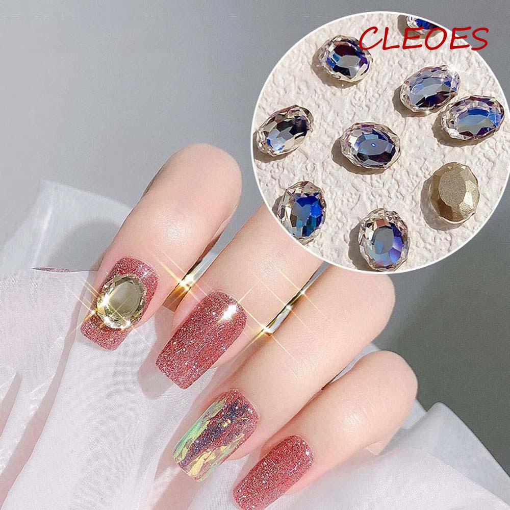 Miếng Dán Trang Trí Móng Tay Nghệ Thuật|Kính Cường Lực Đính Đá Lấp Lánh|Phụ Kiện Trang Trí Móng Tay Hình Oval Xinh Xắn