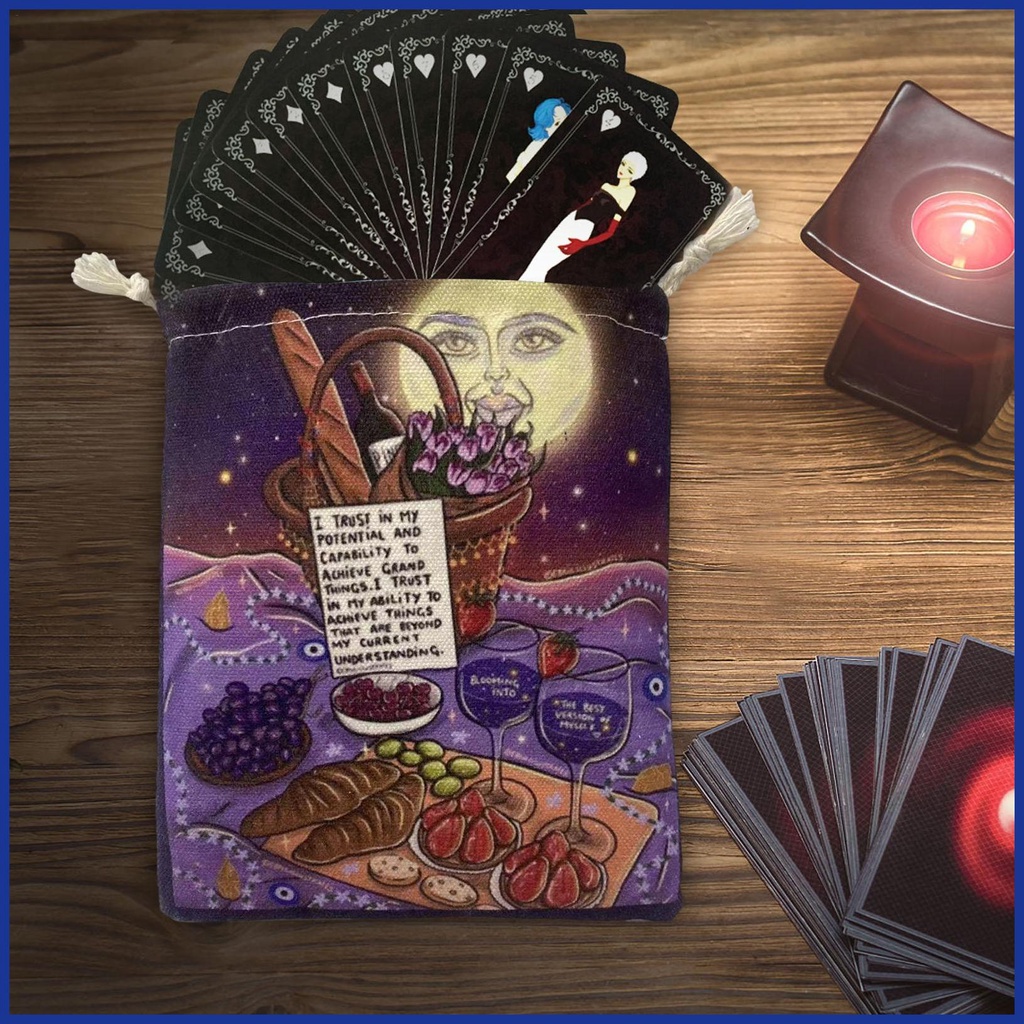 Túi Vải Đựng Bài Tarot Hình Mặt Trăng 5X7 Inch Đa Năng Tiện Dụng