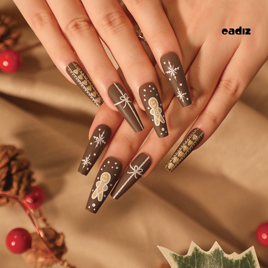 Set 24 Móng Tay Giả Nhiều Màu Sắc Dạng Nhấn Dễ Tẩy Trang Giáng Sinh Lâu Trôi Có Thể Tái Sử Dụng Cho Nữ