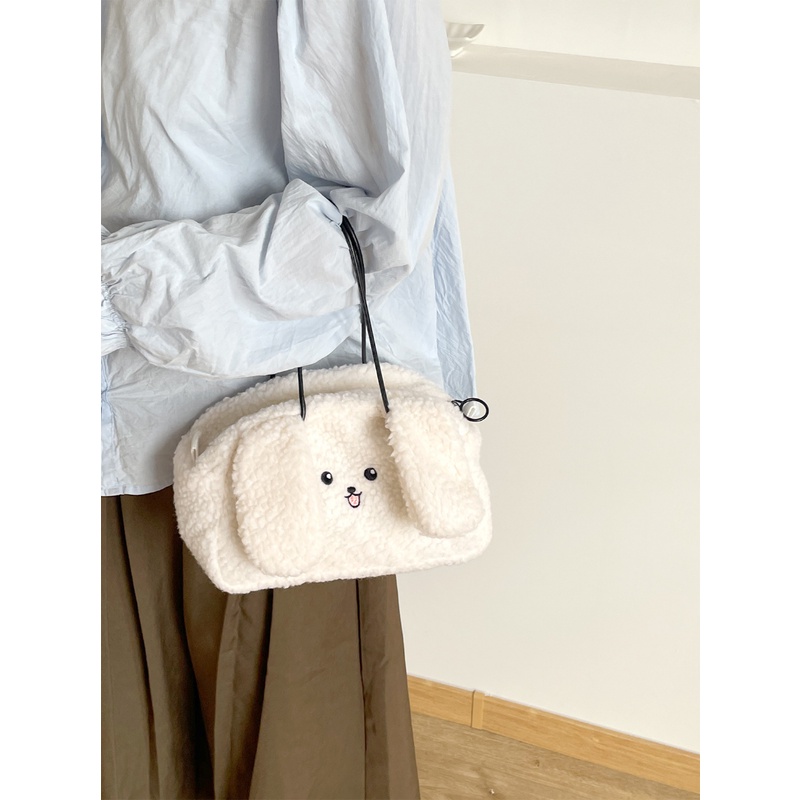 Túi Đeo Chéo Lông Thỏ Bông Mềm Mại Phong Cách Thu Đông Mới Cho Nữ