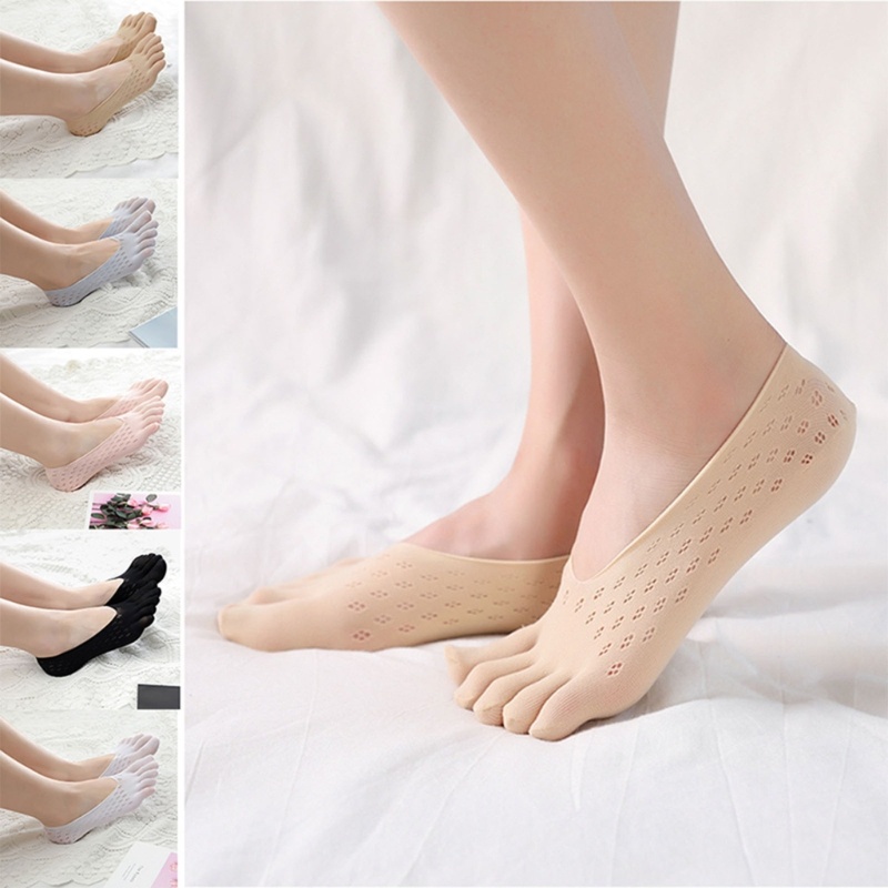 Set 5 Đôi Tất Xỏ Ngón Bằng Silicone Chống Trượt Thoáng Khí Dành Cho Nữ