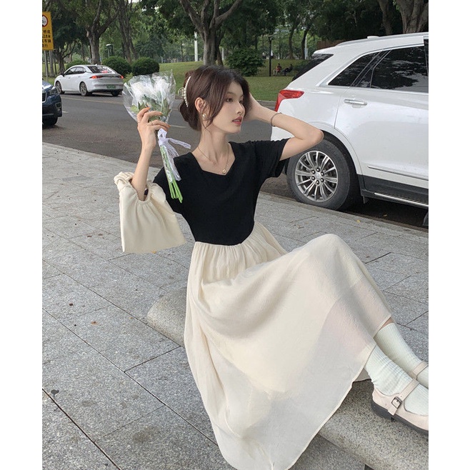 COZOK Đầm Ngắn Tay Ôm Eo Thời Trang Dành Cho Nữ