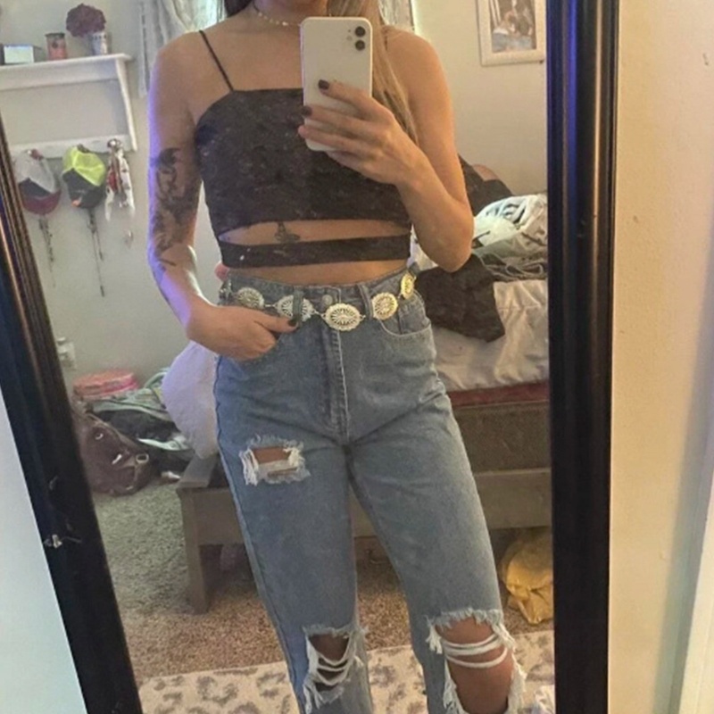 Dây Xích Đeo Thắt Lưng Một Lớp Chạm Khắc Phong Cách Boho Cổ Điển Cho Nữ