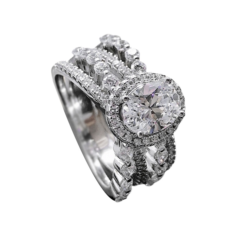 Ygt Nhẫn Đính Đá Zircon Hình Oval Thiết Kế Hiện Đại Thời Trang Cho Nữ