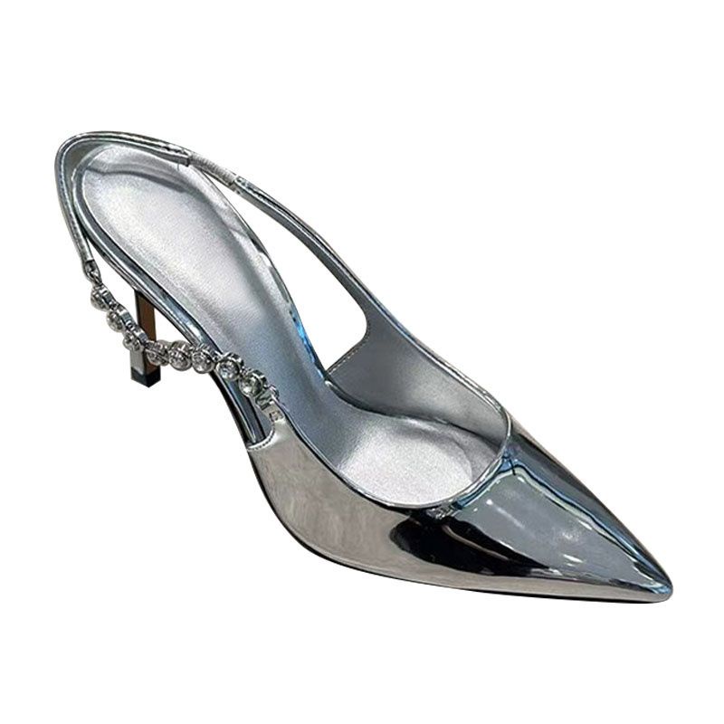 Sandal Cao Gót Mũi Nhọn Phối Dây Xích Thời Trang Mùa Hè 2023 Jtv5 2023 Dành Cho Nữ
