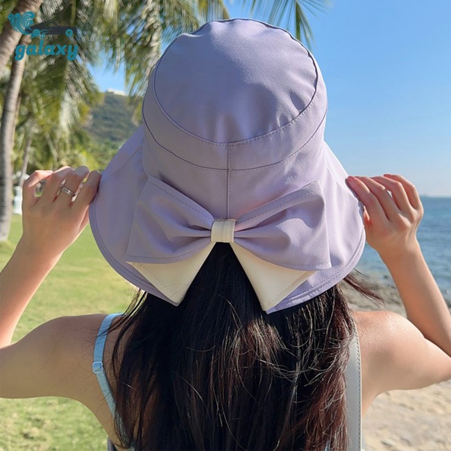 Galaxy Nón Tai Bèo Vành Rộng Chống Nắng Đính Nơ Thời Trang Mùa Hè Cho Nữ
