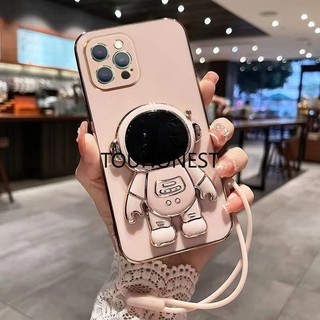 For Apple Ốp Điện Thoại iPhone 12 Pro Max Ốp Lưng iPhone 14 Pro Max Case iPhone 14 Plus Case iPhone 13 Mini Case Fashion Silicone Cute Cool Anime Astronaut Stand Phone Cover Cassing Case With Rope TG