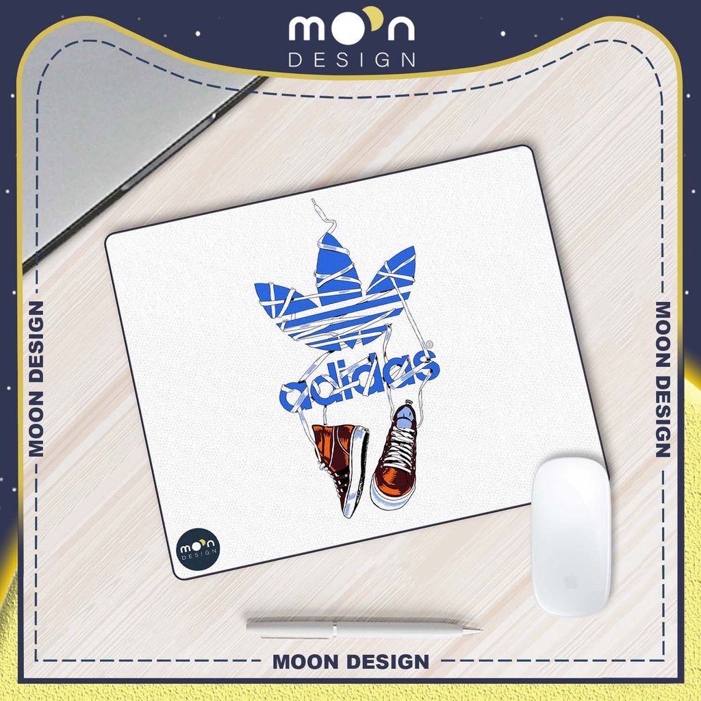 Miếng Lót Chuột Gaming in hình Adidas Logo x Giày Pad Decor bàn làm việc size Tròn 25/35/21x26/25x31