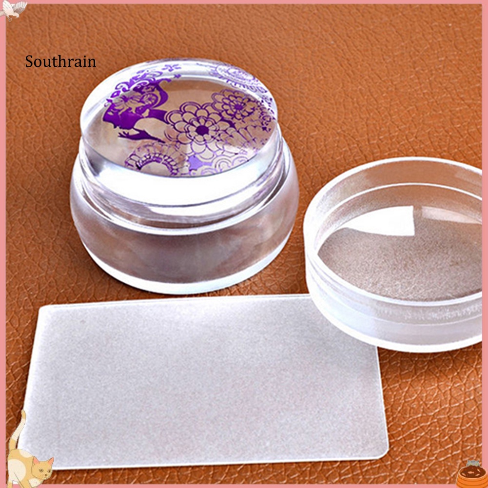 Bộ Dụng Cụ In Hình Móng Tay Nghệ Thuật Bằng Silicone Trong Suốt + Dụng Cụ Nạo DIY