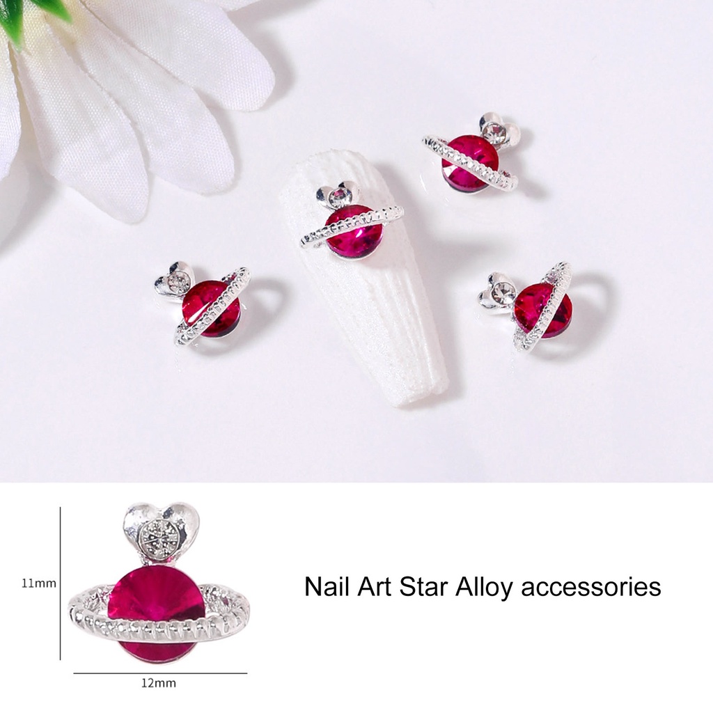 Set 10 Phụ Kiện Trang Trí Móng Tay Hình Trái Tim Hành Tinh 3D DIY