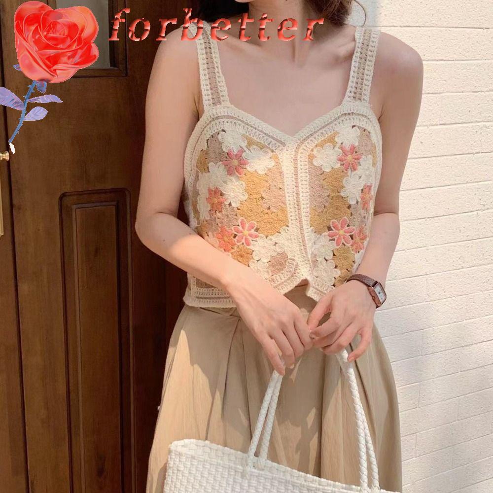 Áo Croptop Dệt Kim Thiết Kế Đục Lỗ Phong Cách Bohemia Ngọt Ngào Thời Trang Mùa Hè