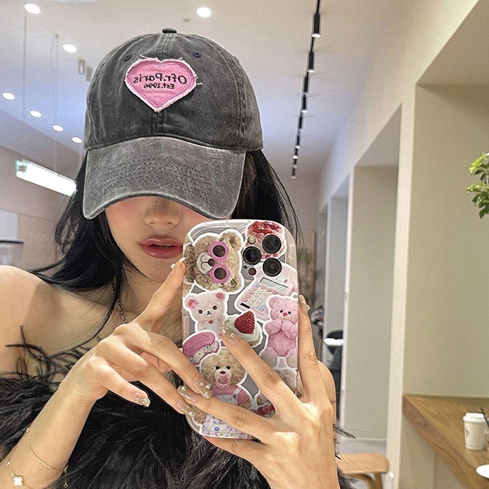 Mũ Lưỡi Trai Họa Tiết Trái Tim Đơn Giản Phong Cách Hip Hop Hàn Quốc Thời Trang Cho Nam Và Nữ