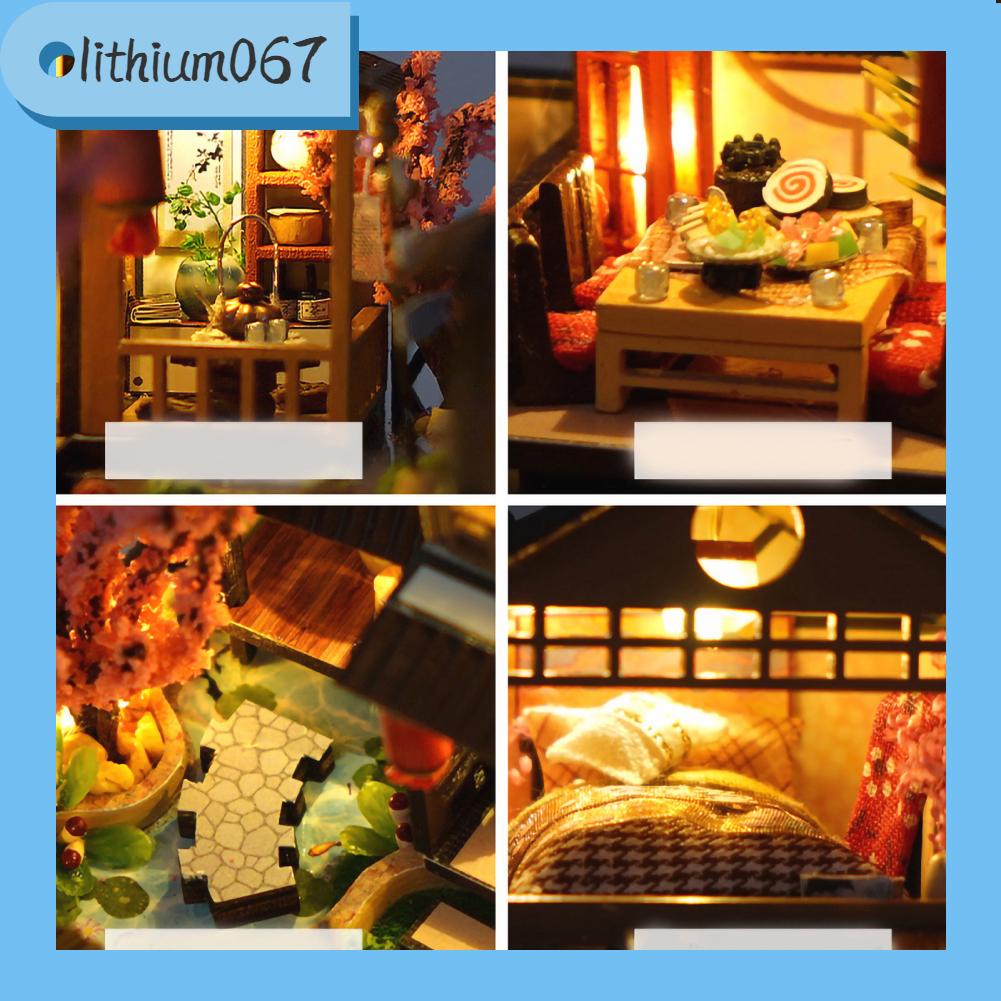 Lithium067 DIY Cottage Lắp ráp Thú vị Chất liệu vải Gỗ Đồ thu nhỏ trang trí hấp dẫn Bộ nhà búp bê