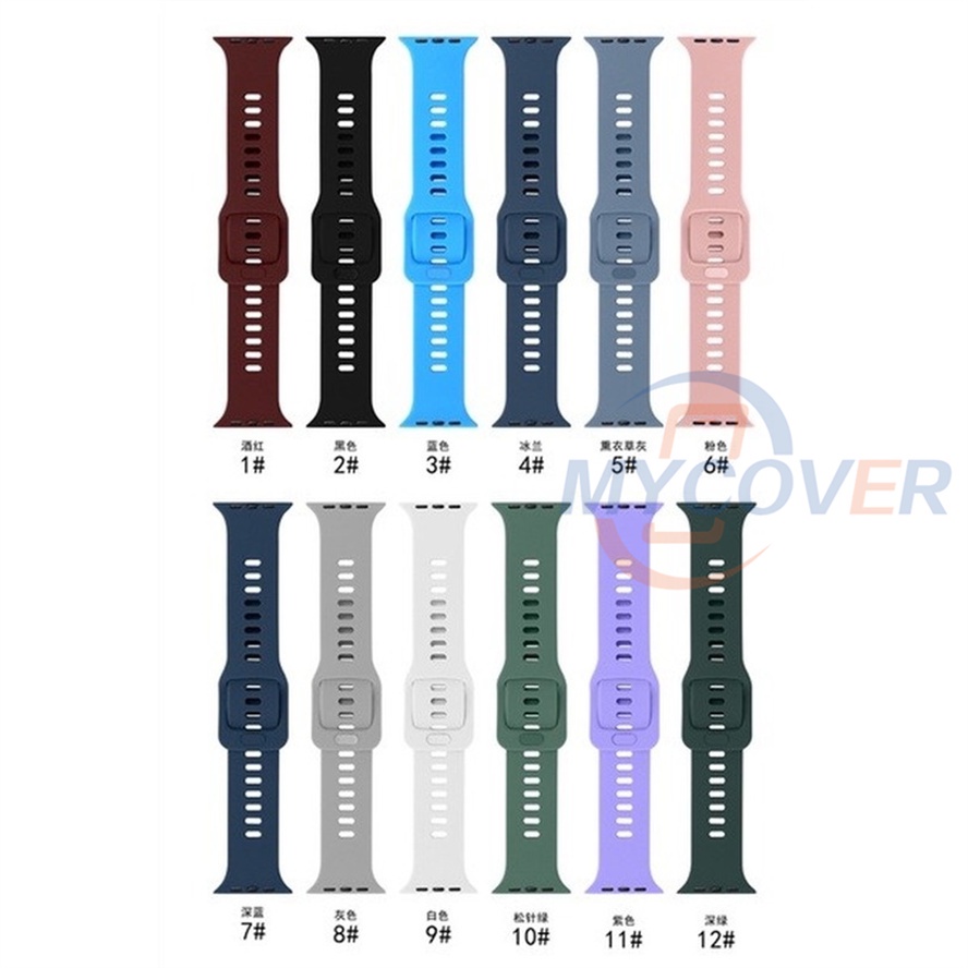 Dây Đeo Silicon Mềm Màu Trơn Cho Đồng Hồ Thông Minh Series 7 6 SE 5 4 3 2 1 Kích Thước 41mm 45mm 44mm 42mm 40mm 38mm