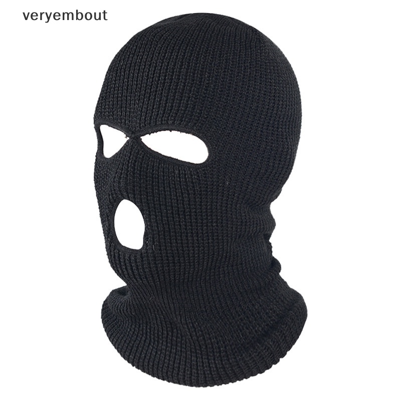 1 Mũ Balaclava 3 Lỗ Thêu Họa Tiết Giữ Ấm Mùa Đông