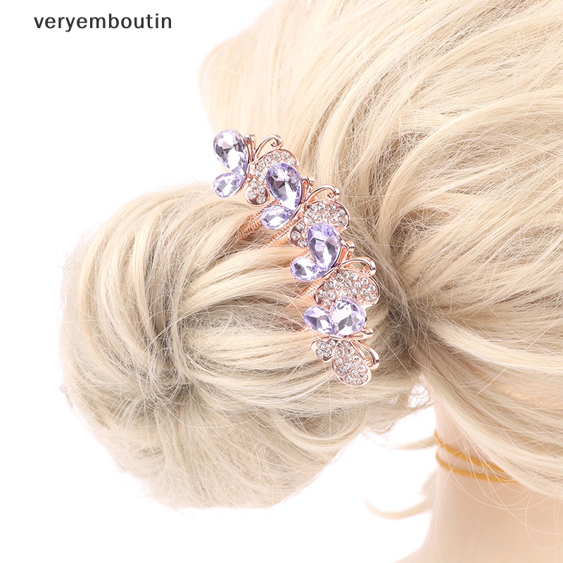 Lược Cài Tóc Hình Bướm Đính Đá Phong Cách Hàn Quốc