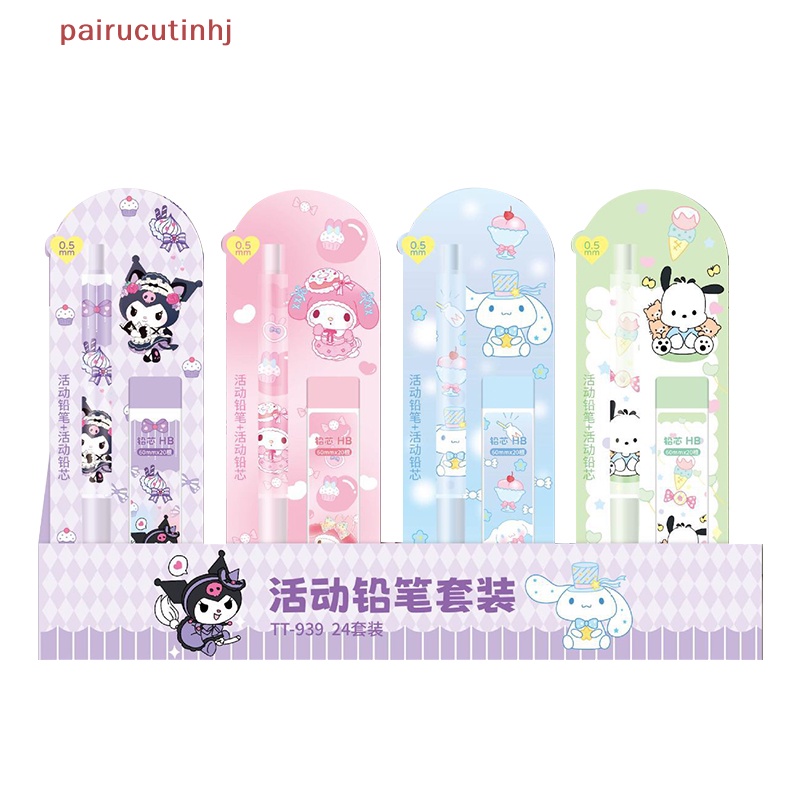 1 Set Bút Chì Bấm Họa Tiết Hoạt Hình Sanrio Dễ Thương Kèm Ngòi HB Tiện Dụng Cho Học Sinh