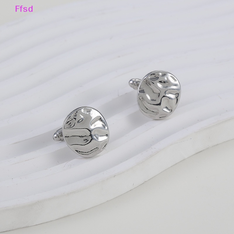 {Ffsd} Khuy Măng Sét Cổ Tay Áo Tròn Họa Tiết Gợn Sóng Vintage Tinh Tế Chất Lượng Cao Làm Quà Tặng Trang Sức Cho Nam * Hàng Bán Chạy