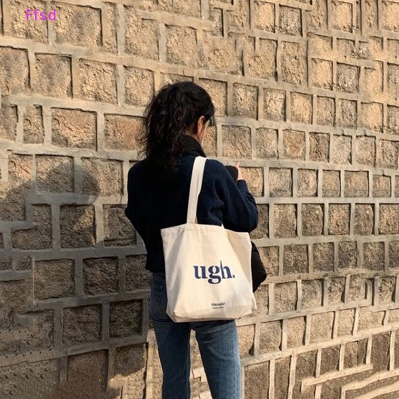 {Ffsd} Hàng Bán Chạy Túi Xách Đeo Vai Bằng Vải Canvas Có Dây Kéo In Chữ Harajuku Giá Rẻ Thời Trang Giản Dị Cho Nữ * Bán Chạy