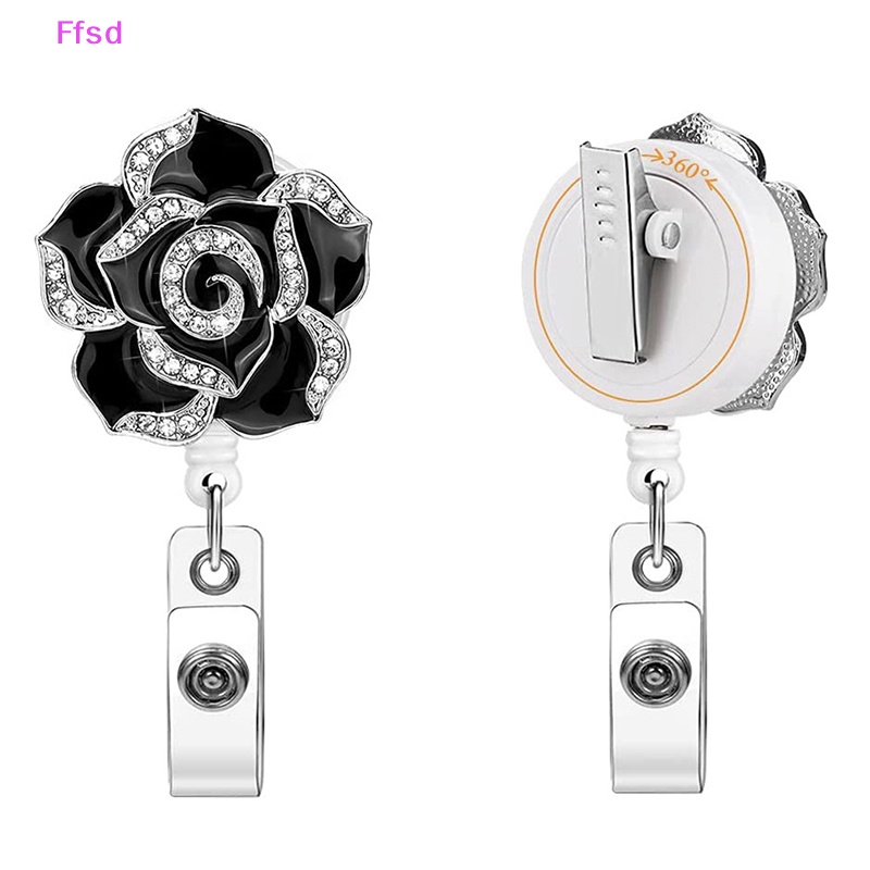 {Ffsd} Bán Chạy * Kẹp Giữ Thẻ Tên ID Hình Hoa Hồng Có Thể Thu Gọn