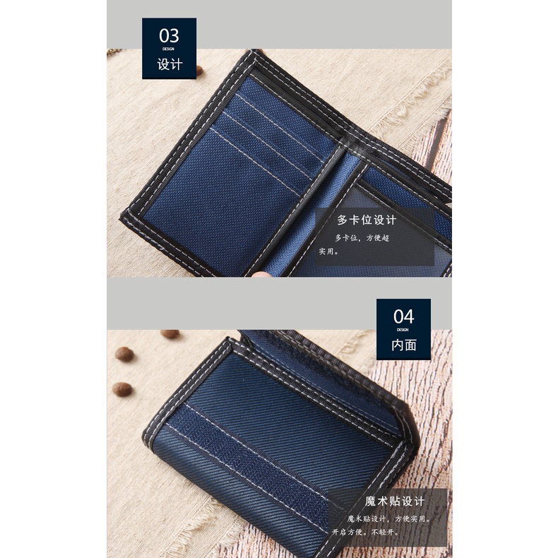 Ví Canvas Gấp Dáng Ngắn Có Khóa Kéo Thời Trang Cho Nam