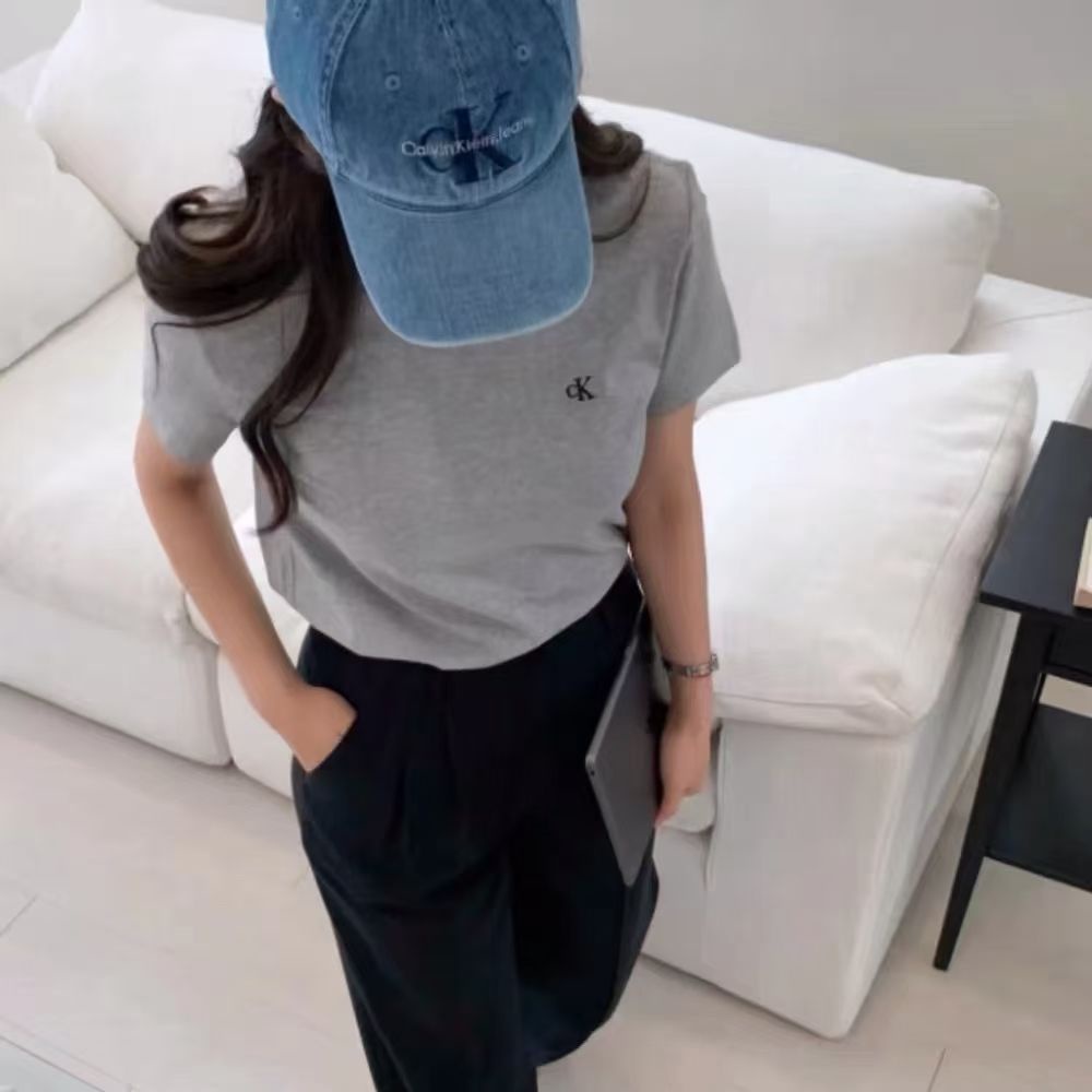 CK Jean baseball cap Women's fashionable simple overlapping embroidered letter denim fabric sunshade cap