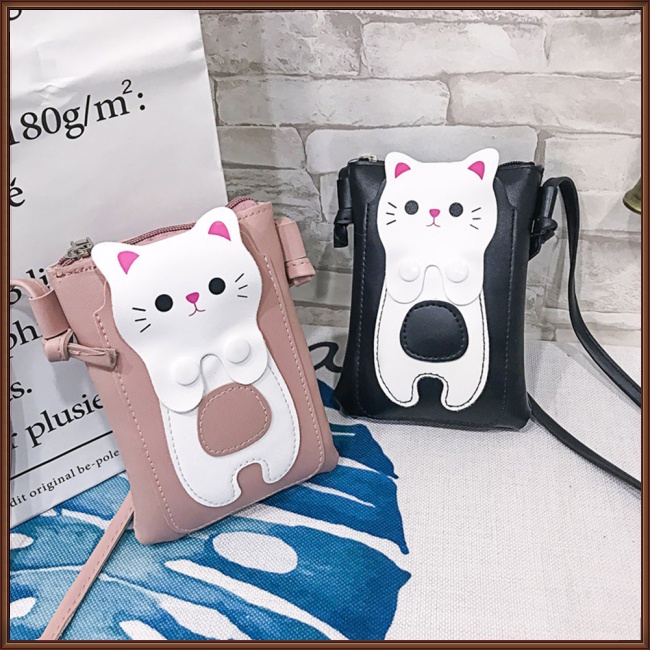 Túi Đeo Vai Bằng Da PU Hình Mèo Dễ Thương Thời Trang Cho Nữ